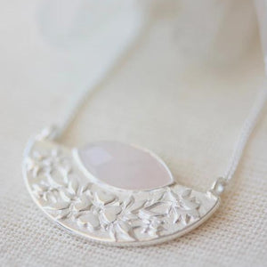 Wildflower Rose Quartz Necklace, Silver