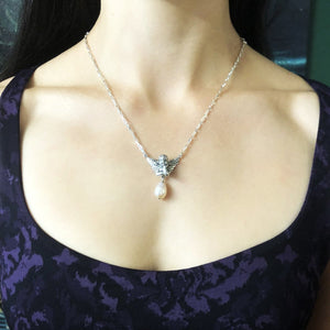 Cherub Necklace with white Baroque Pearl