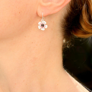 Manuka Flower Earrings - Handpainted Silver