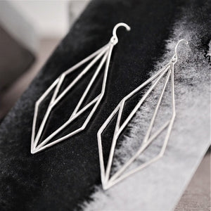 Geometric Leaf Earrings - Silver