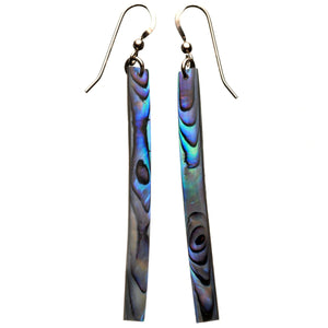 Thin Rectangle Paua  Earrings - Long