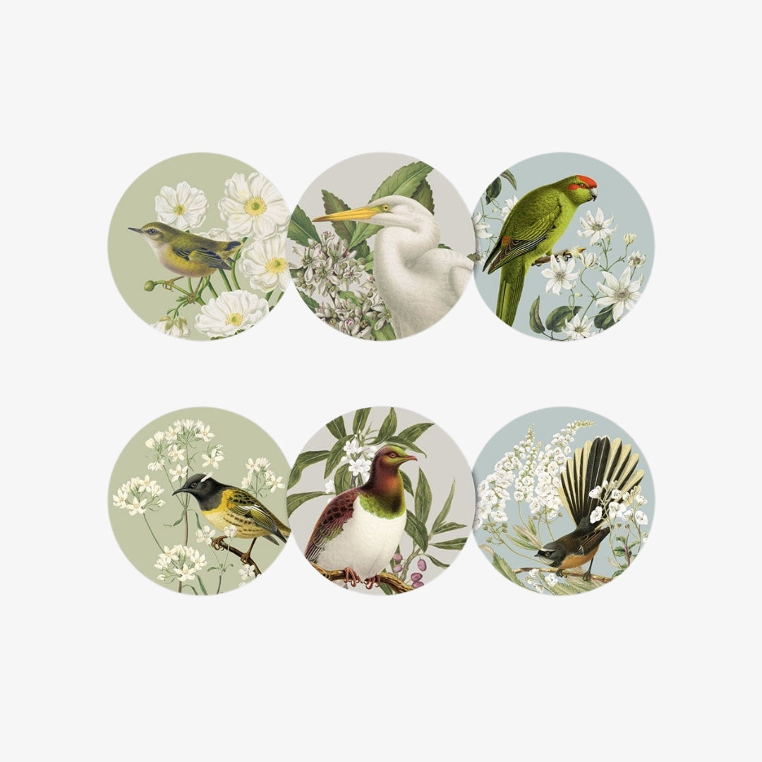 Coaster Set - Birds & Botanicals - 100%NZ