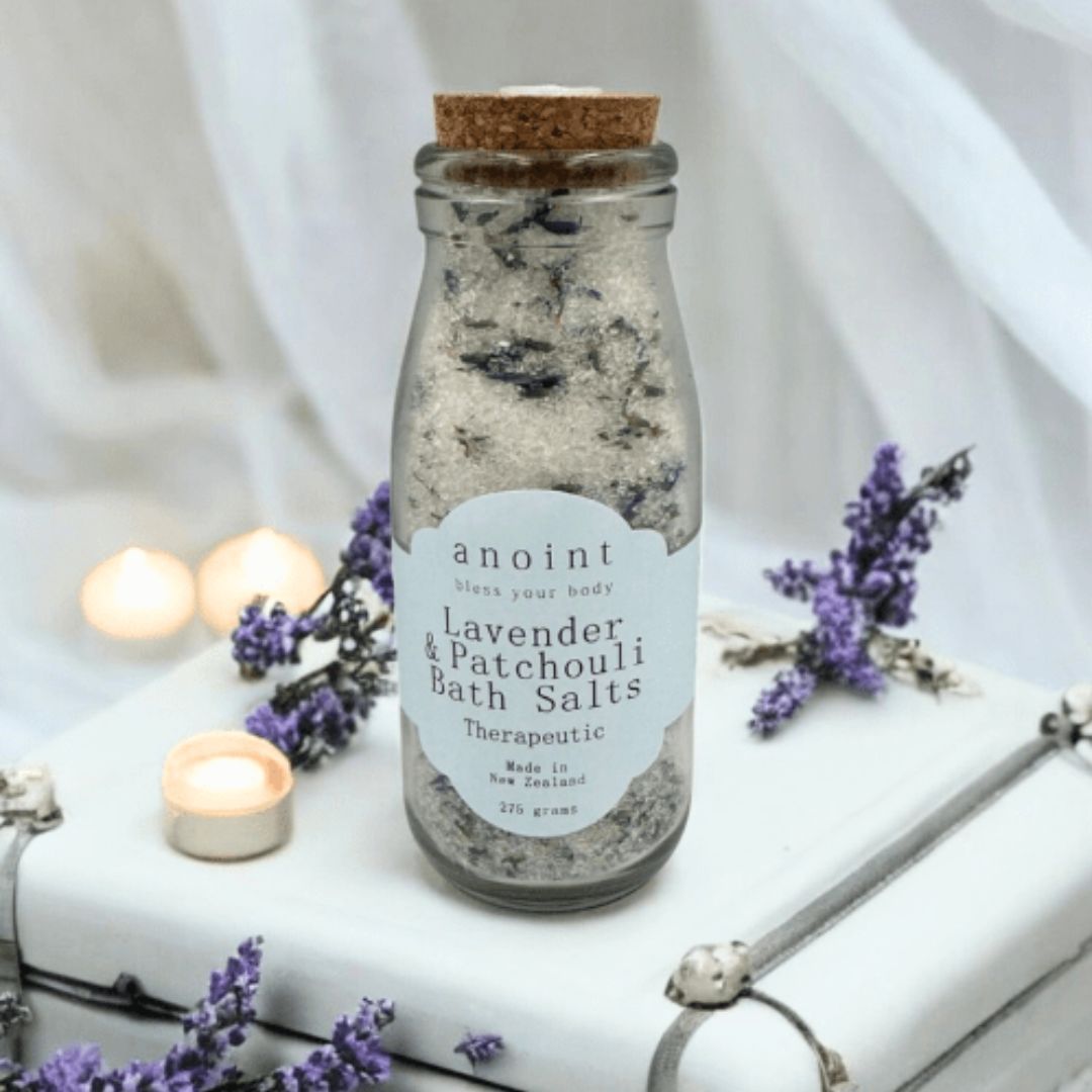 Lavender & Patchouli Bath Salts - Bottle