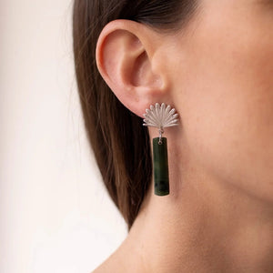 Pounamu Piwakawaka Drop Earring