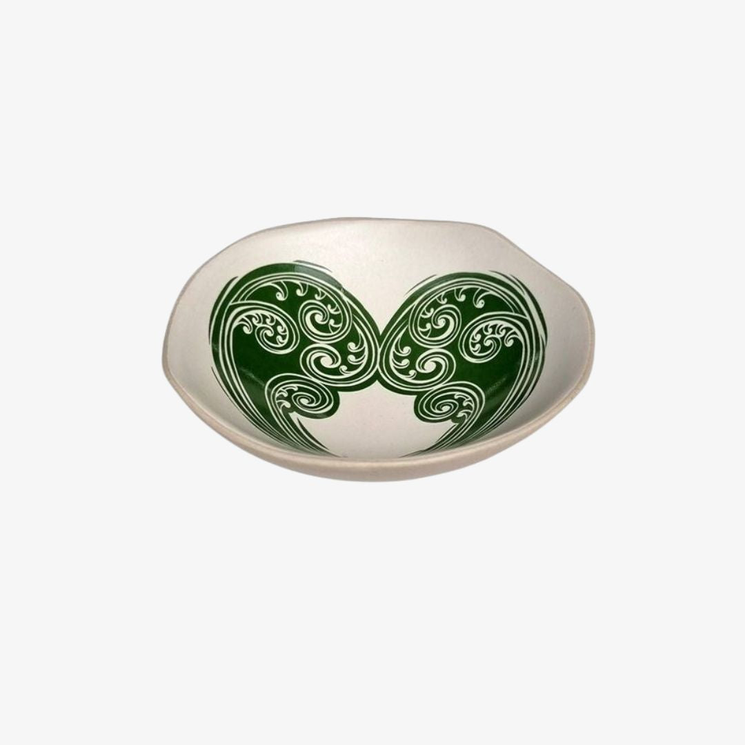 Aroha Fern Bowl 7cm Green Print on White