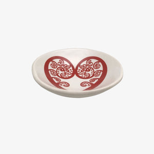 Aroha Fern Bowl 7cm Red Print on White