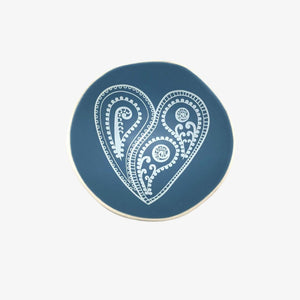 Aroha Paisley Bowl 7cm White Print on Blue