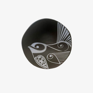 Bowl 7cm - GC Piwakawaka White On Black