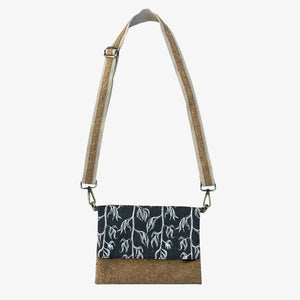 Cork & Fabric Bag - Harakeke White on Grey