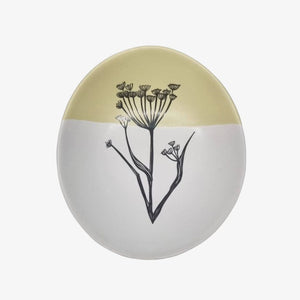 Fennel Bowl 10cm Black Print on White Dipped Yellow