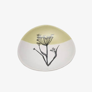 Fennel Bowl 10cm Black Print on White Dipped Yellow