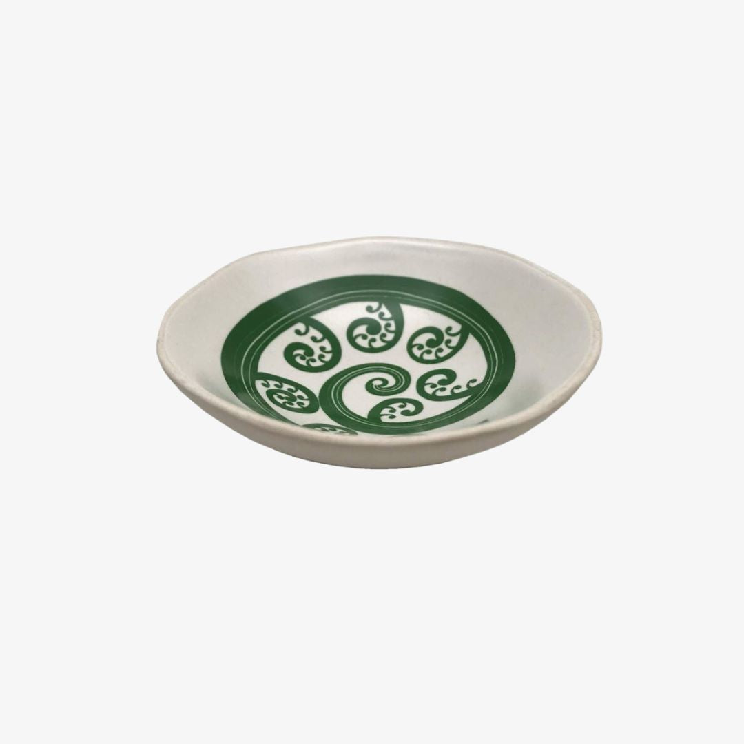 Fern Frond Bowl 7cm Green Print on White