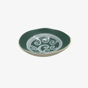 Fern Frond Bowl 7cm White Print on Green