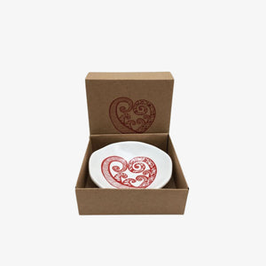 Pacific Aroha Bowl 7cm Red Print on White