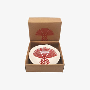 Pohutukawa Lace Bowl 7cm Red Print on White