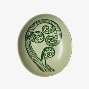 Ponga Frond Bowl 10cm Dark Green Print on Green