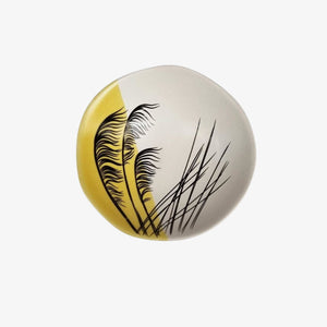 Toetoe Bowl 7cm Black Print on White Dipped Yellow