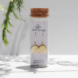 Round Tiki Earrings Gold