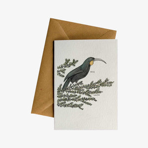 Huia On Mānuka Greeting Card