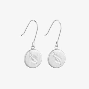 Round Fern Earrings Silver