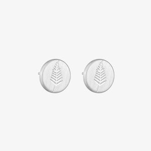 Round Fern Studs Silver