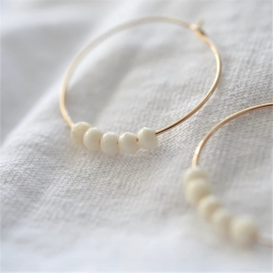 Bone Bead Hoops - Gold Filled