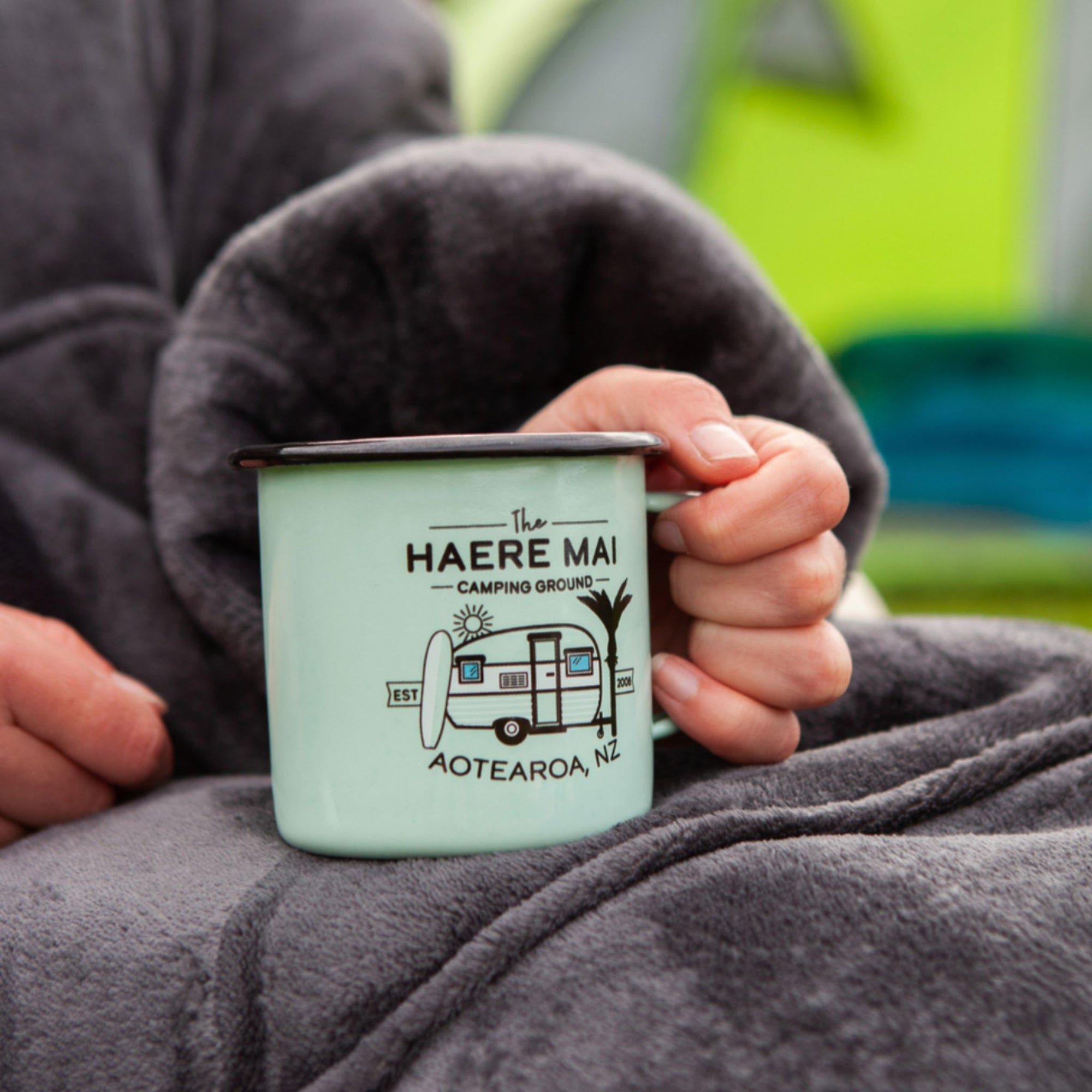 Haere Mai Enamel Mug 375ml Green