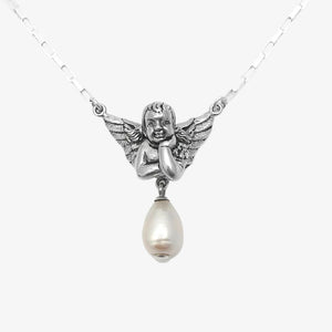 Cherub Necklace with white Baroque Pearl