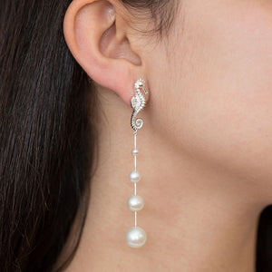 Seahorse Pearl Drop Earrings - NVK