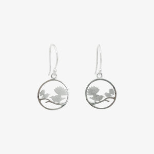 2 Fantails (Pīwakawaka) in Circle Earrings - Small