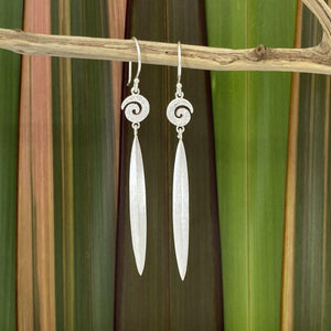 Harakeke (Flax) Drop Earrings - Koru Icon