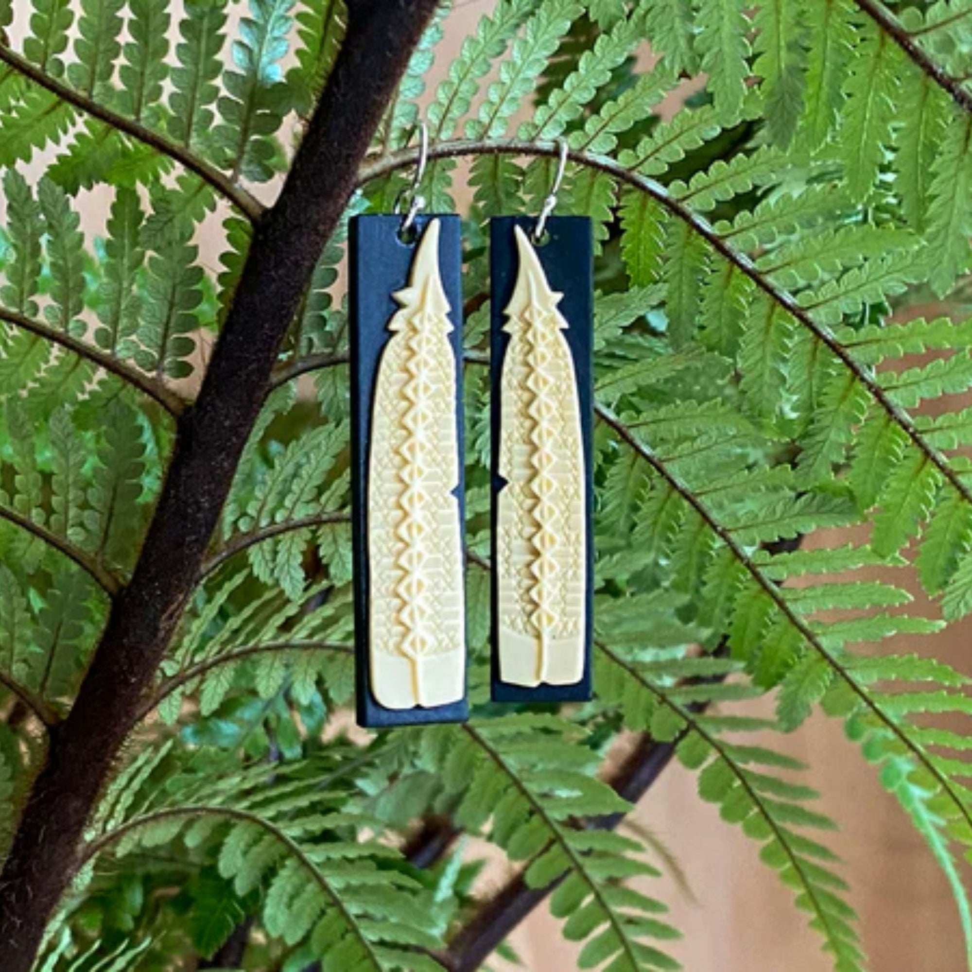 Huia Feather Earrings - Black