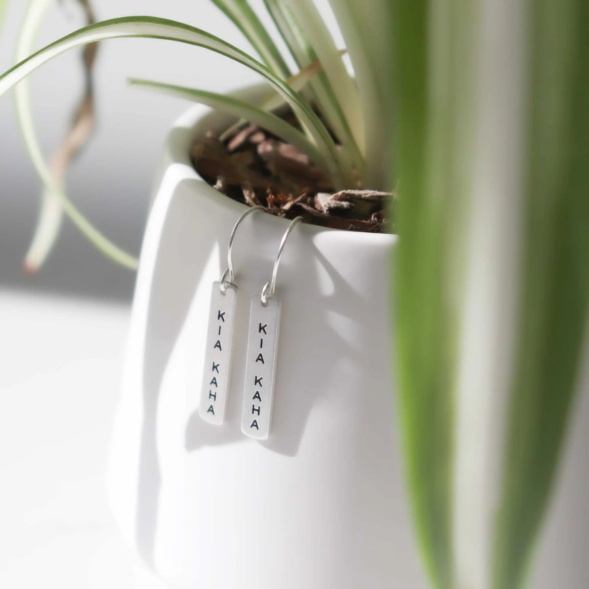 Te Reo Kia Kaha Earrings Silver