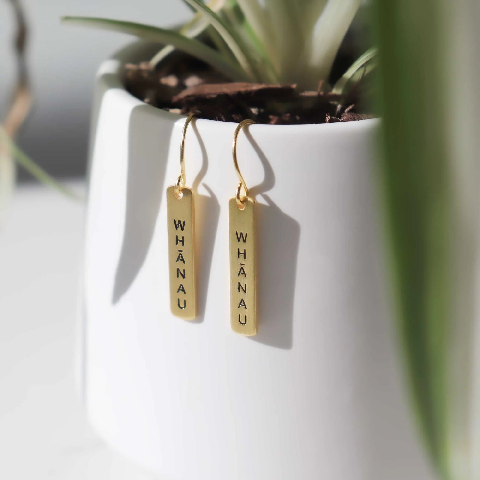 Te Reo Whānau Earrings Gold