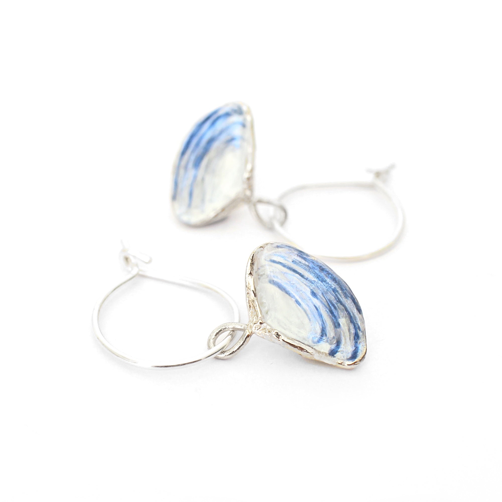 Pipi Shell Earrings - Handpainted Silver
