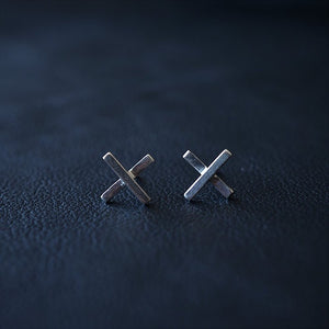 Cross Studs - Silver