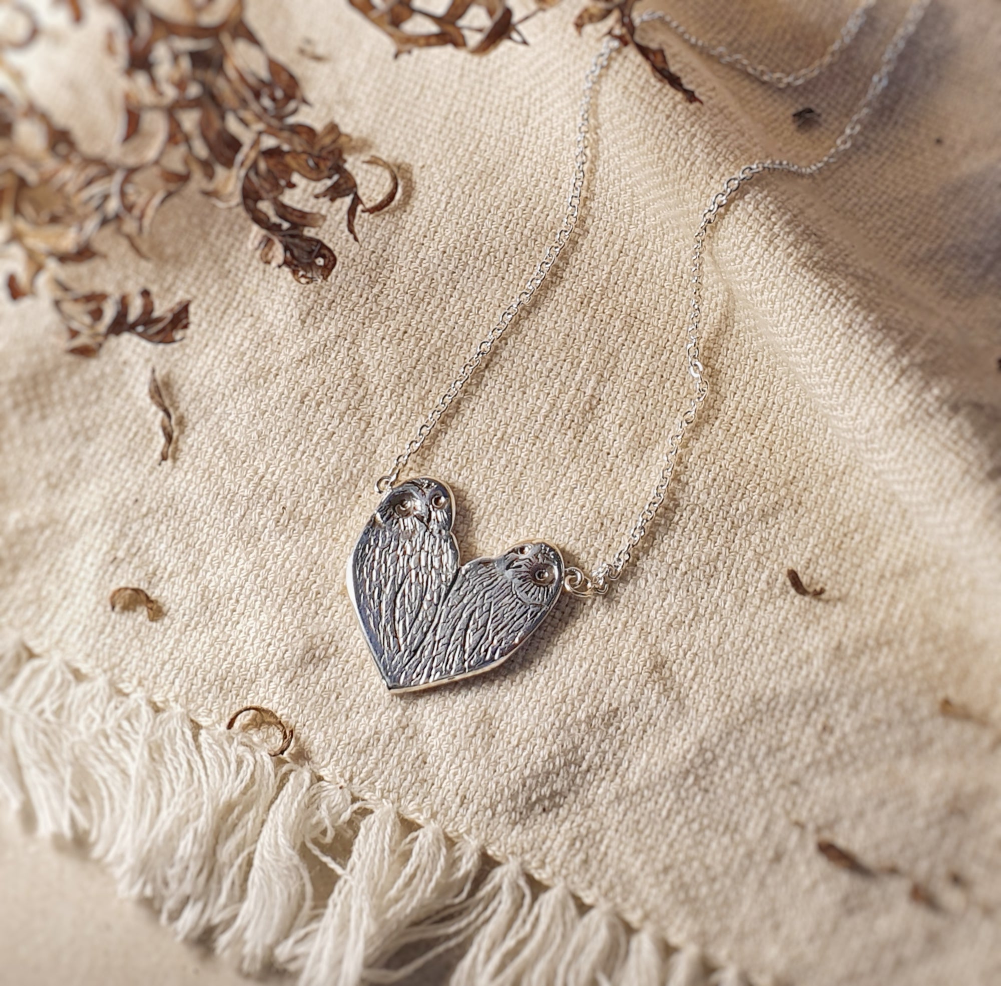 Ruru Heart Necklace, Silver