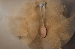 Embossed Leaf Necklace, Copper