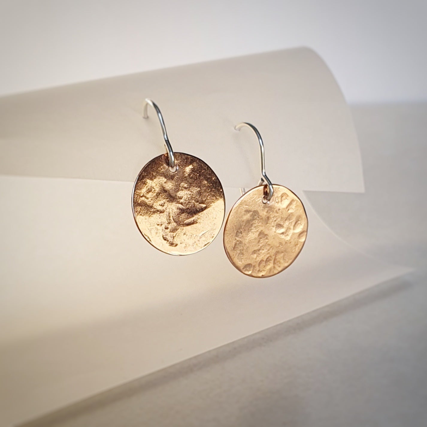 Small Hammered Dome Disc Earrings - Raiford Gallery Inc