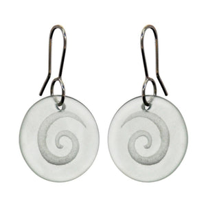 Spiral Disc Earrings -  Clear Glass