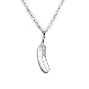 Feather Charm Necklace, Mother of Pearl