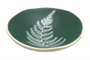 Porcelain Bowl, 7cm - White Fern on Green