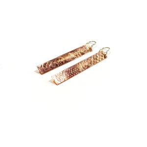 Embossed Bar Earrings- Copper