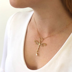 Dragonfly Necklace - Gold