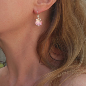 Fanshell Earrings - Handpainted Silver