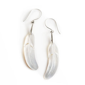 Feather Earrings, Mother Of Pearl