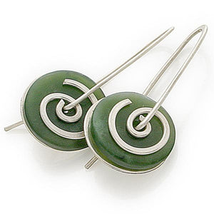 Earrings - Greenstone Spiral Drops - Small