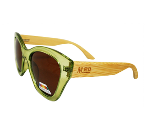 Hepburn Sunglasses Green Frame Wood Arms