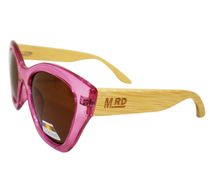 Hepburn Sunglasses Pink Frame Wood Arms