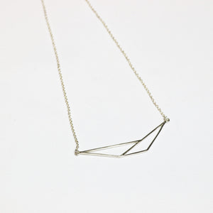 Origami Bar Necklace - Silver